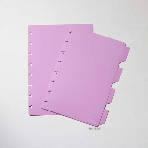 Divisórias e subcapas lilás pra caderno de disco A5