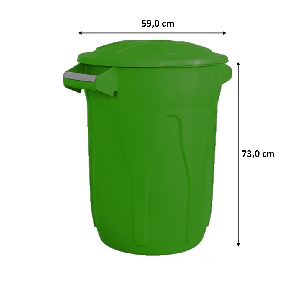 Lixeira plástica redonda 100 litros com tampa Verde JSN  - Comercial Radar