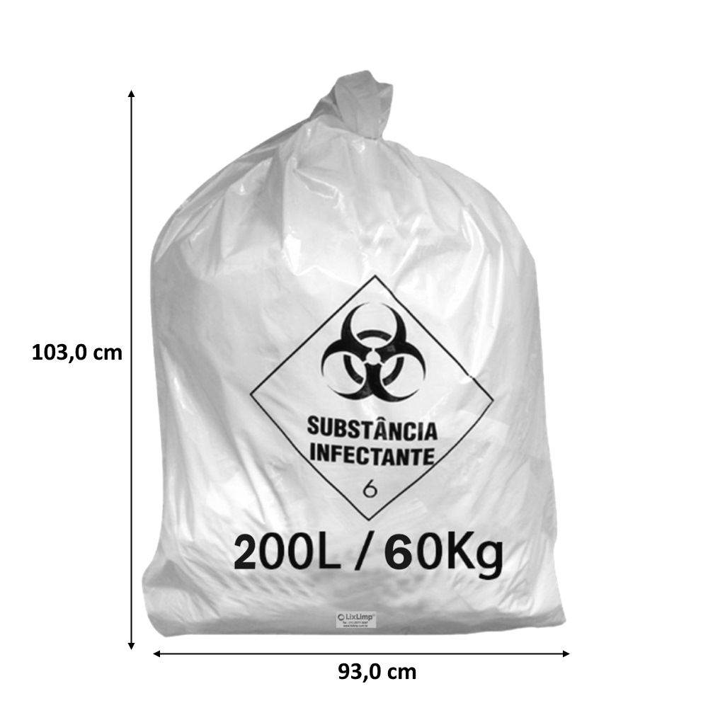 Saco de lixo infectante hospitalar 200 litros Embalac  - Comercial Radar