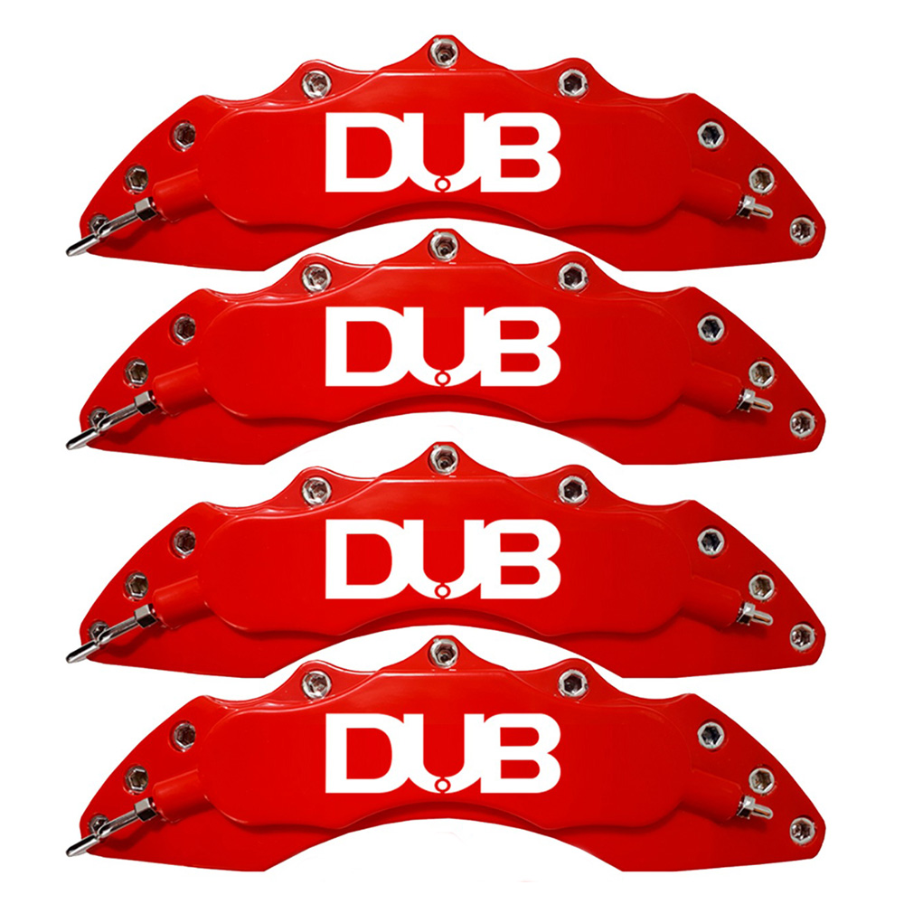 Capas para Pinça de freio Kit 4 Peças 24cm Vermelha Escrita Branca Esportiva Dub