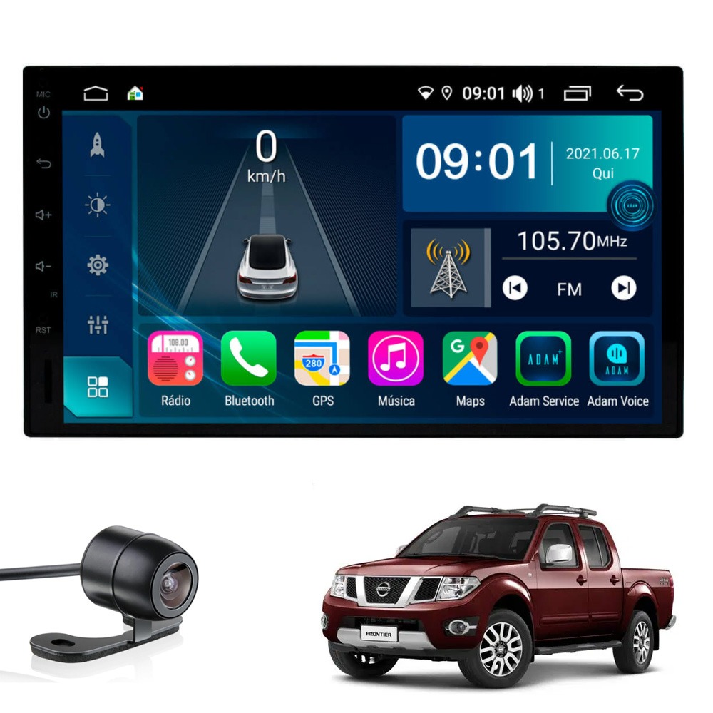 Multimídia Frontier 2008 2009 2010 2011 2012 2013 2014 2015 Tela 7''Atom Core CarPlay+ Android Auto Gps Câmera de ré e Frontal Sem TV 2GB Aikon