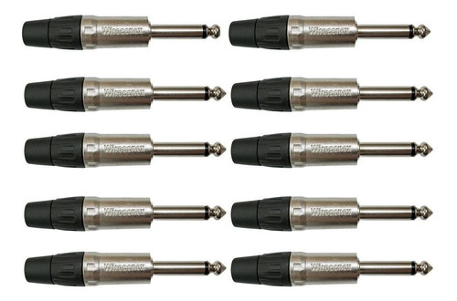 Kit 10 Plug Conector P10 6,3mm Mono Linha Wc 1112 Wireconex
