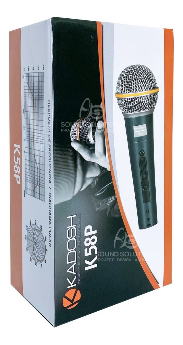 Microfone Dinâmico Kadosh Kds-58p C/ Cabo Karaoke Resistente