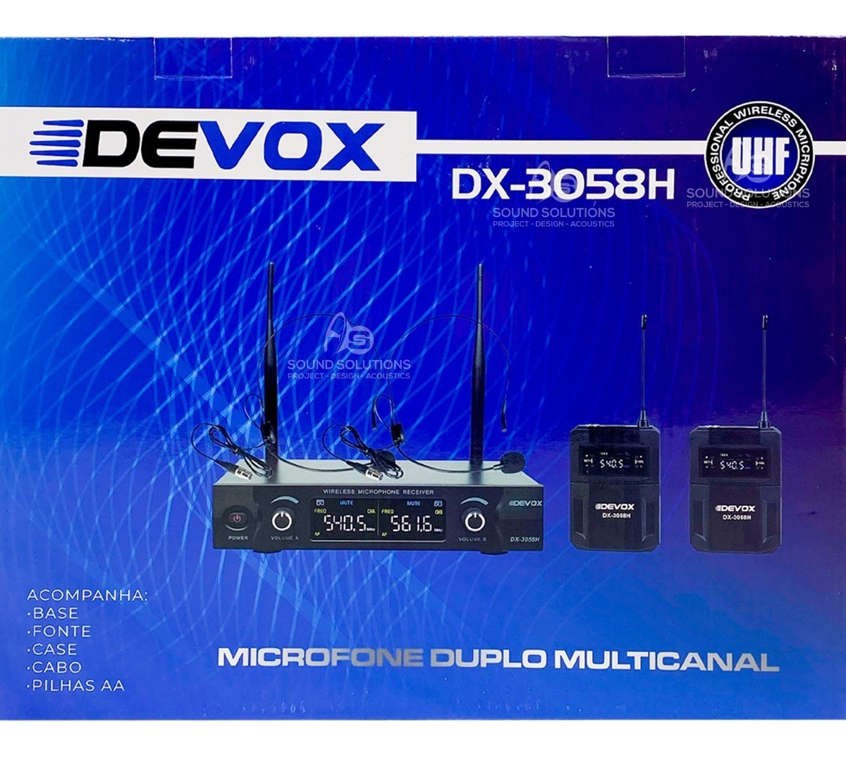 Microfone Duplo Sem Fio Devox Digital Uhf Multifrenq Dx-3058