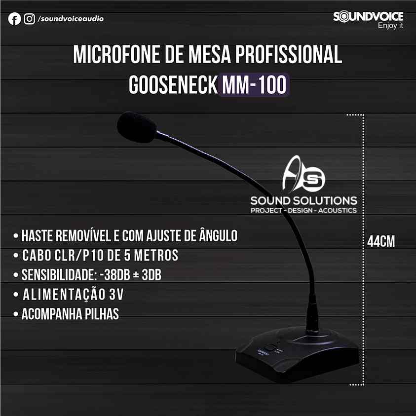 Microfone Profissional De Mesa Púlpito Palestra Profissional Condenser Gooseneck SoundVoice MM100