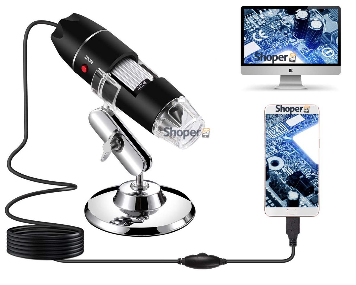 Microscopio Digital USB 1000x p/ Celular, Tablet  ou Computador