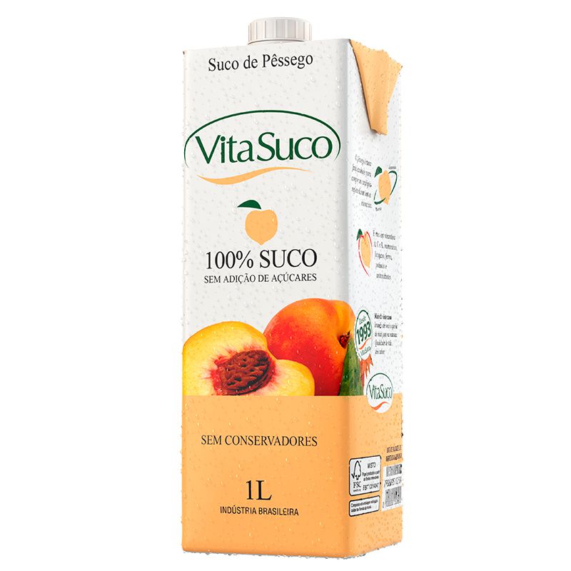 Suco Natural - 1 Litro - Pêssego - Vita Suco - Cx 12un