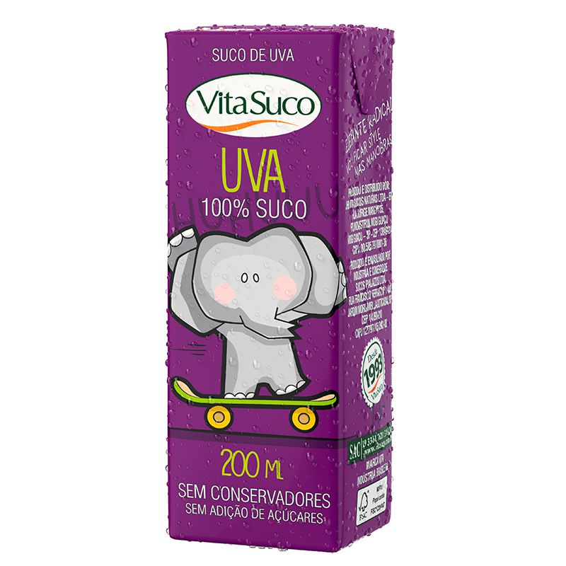 Suco Natural - 200ml (Kids) - Uva - Vita Suco - Cx 27un