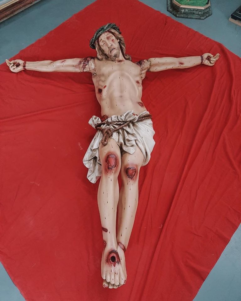 Cristo Articulado, Cruz Madeira 300cm, Corpo Resina 160cm, Nosso Senhor Morto