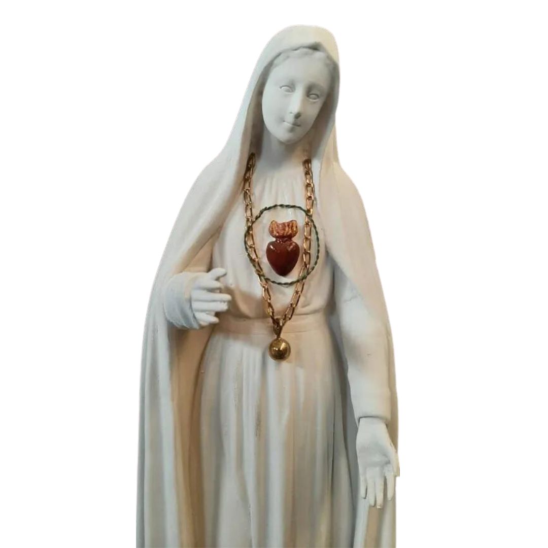 Nossa Senhora de Fátima, Imaculado Coração, Pó de Mármore, 54cm