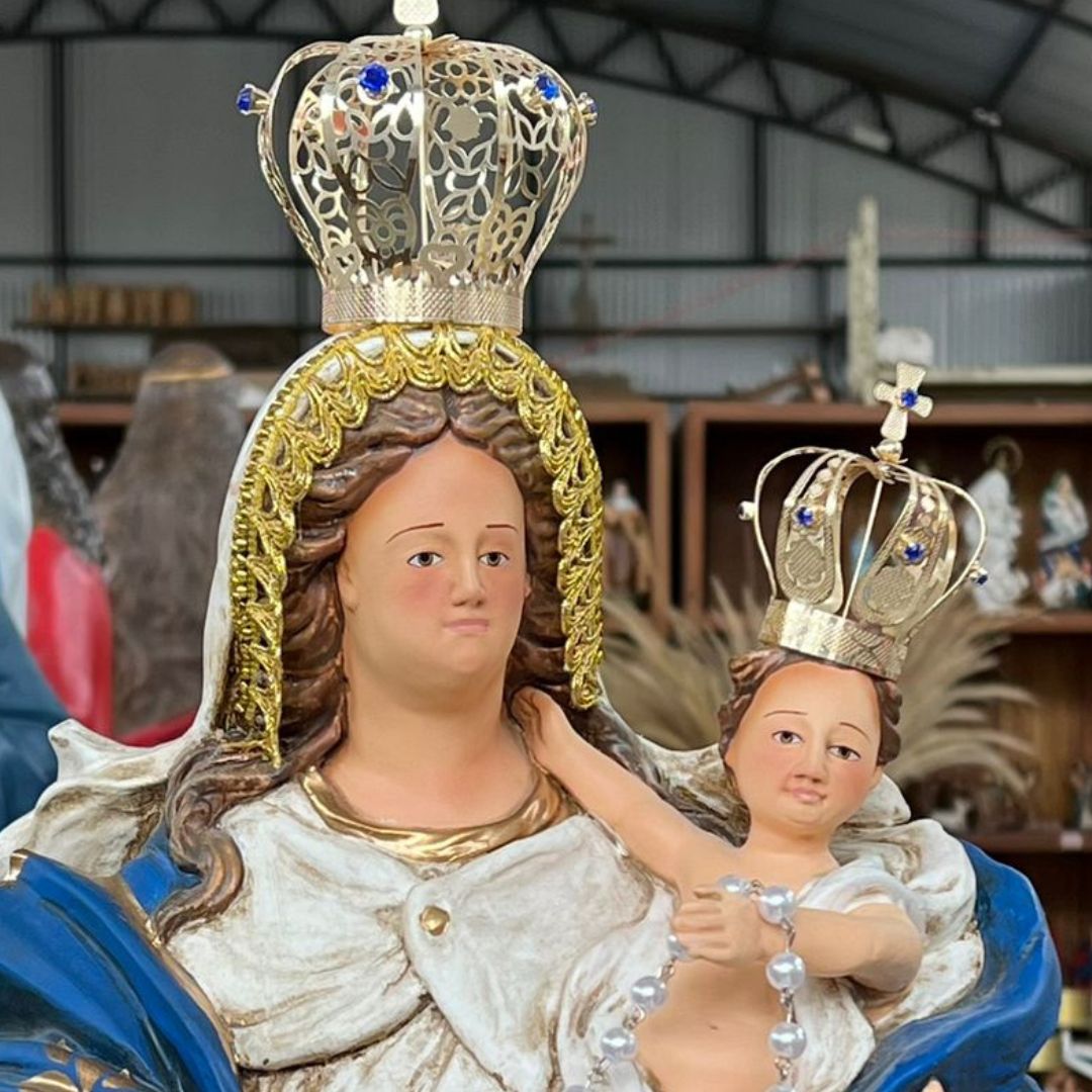 Nossa Senhora do Rosário, Resina, Bordada, 76cm