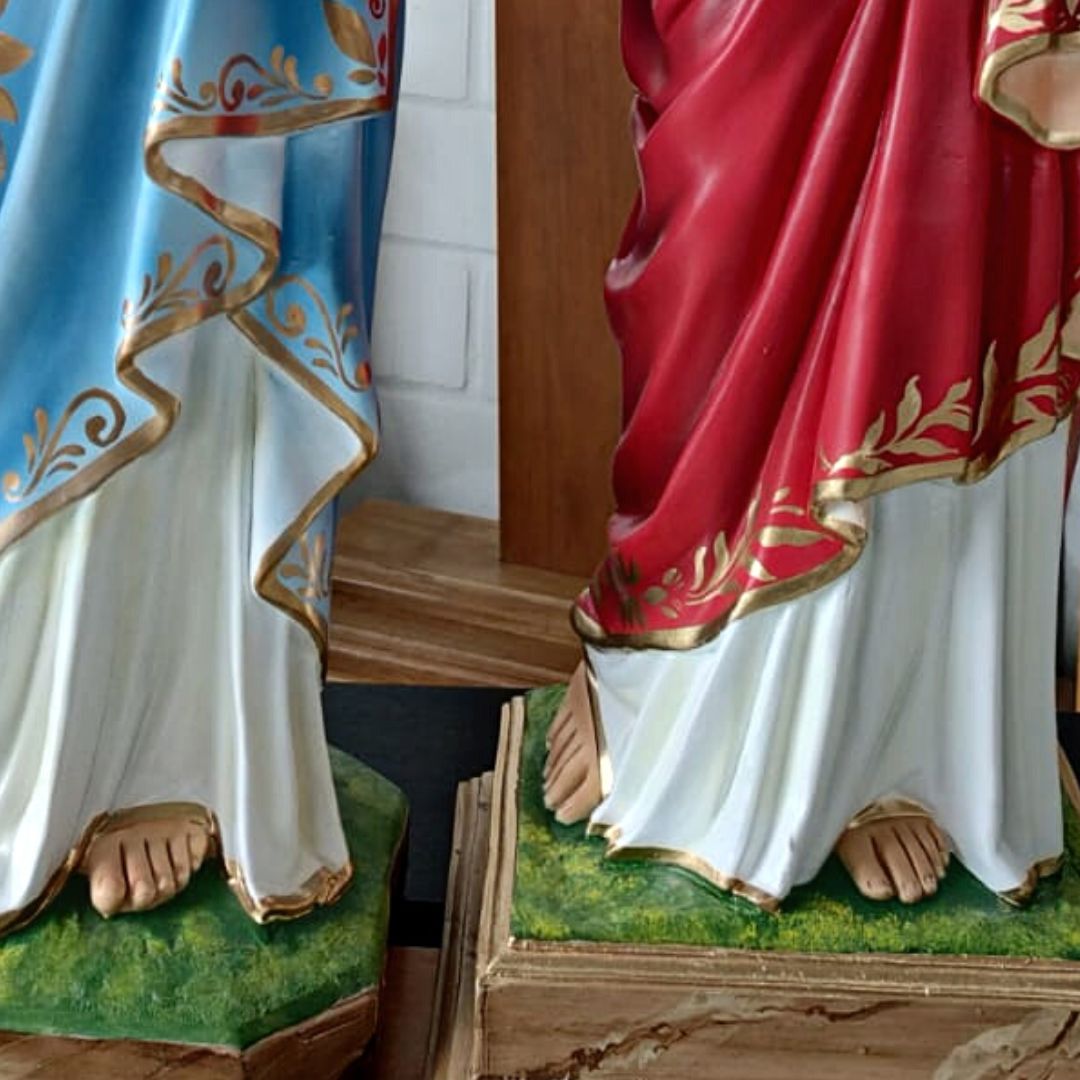 Sagrado Coração de Maria e de Jesus, Resina, 80cm