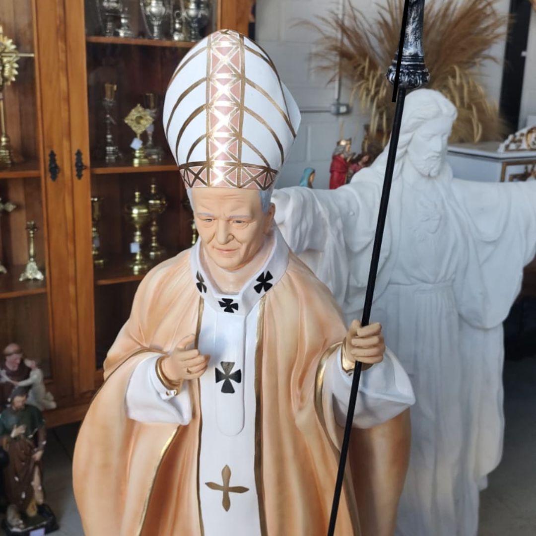 Santo Papa João Paulo II, Estilizado, Resina, 110cm