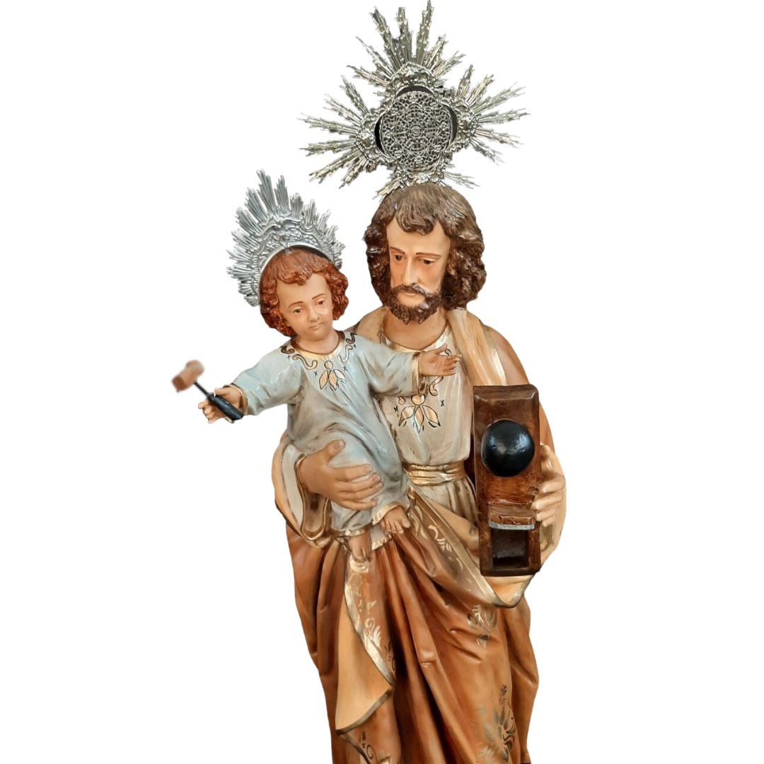 São José Operário, com menino Jesus, Resina, 100cm.