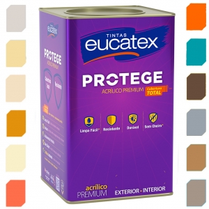 Protege Tinta Acrílica Premium Cobertura Total Fosco/Semibrilho/Acetinado 18L Eucatex Diversas Cores - Lavável, Resistente, Durável, Sem Cheiro - Foto 0