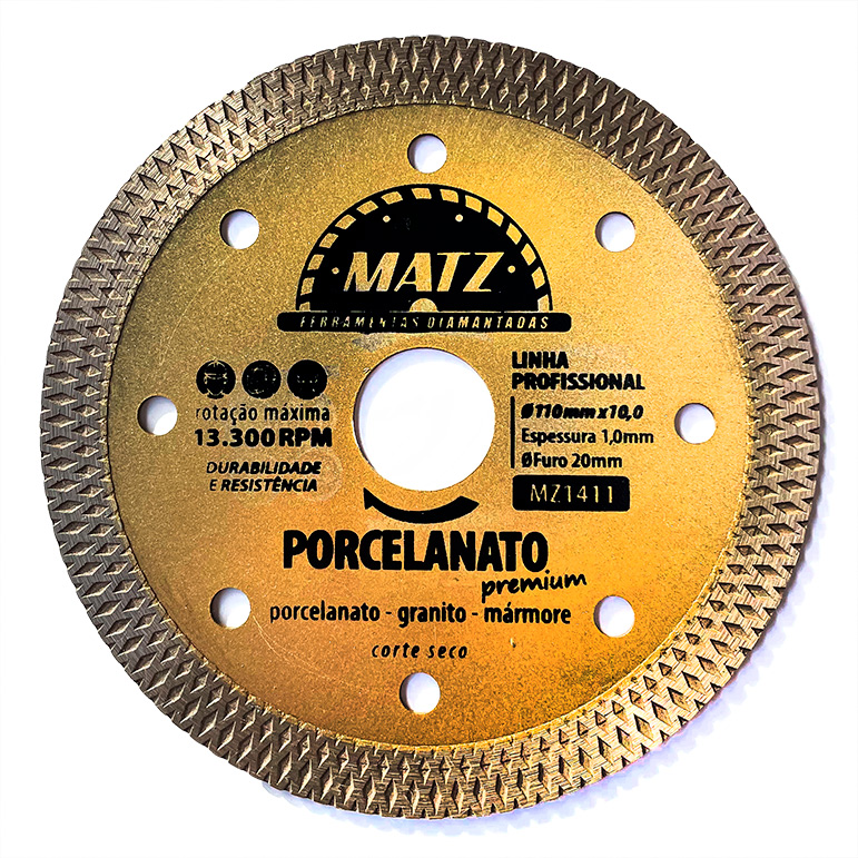 Disco de Corte Diamantado Porcelanato Premium 110MMx10,0 Linha Profissional - MATZ - Foto 0