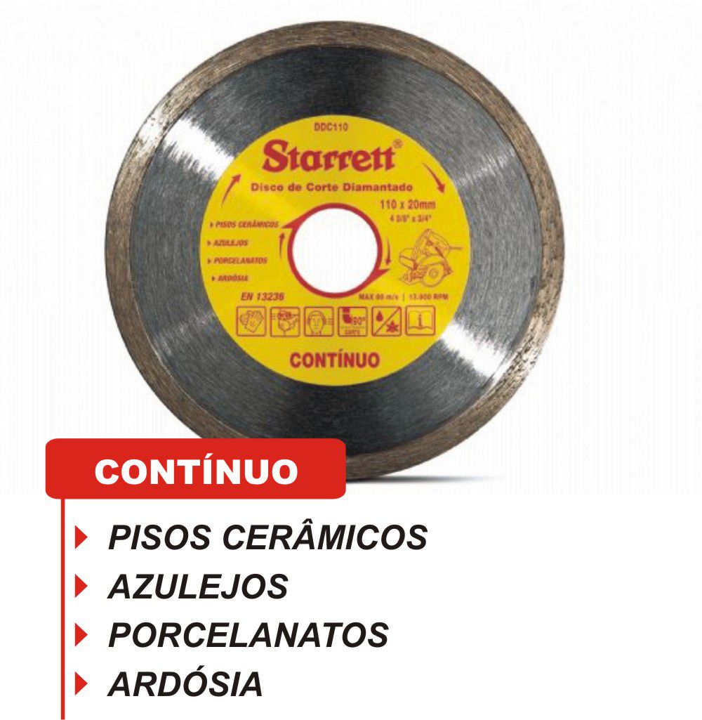 Kit Discos de Corte Diamantados Misto 110x20mm - Starrett