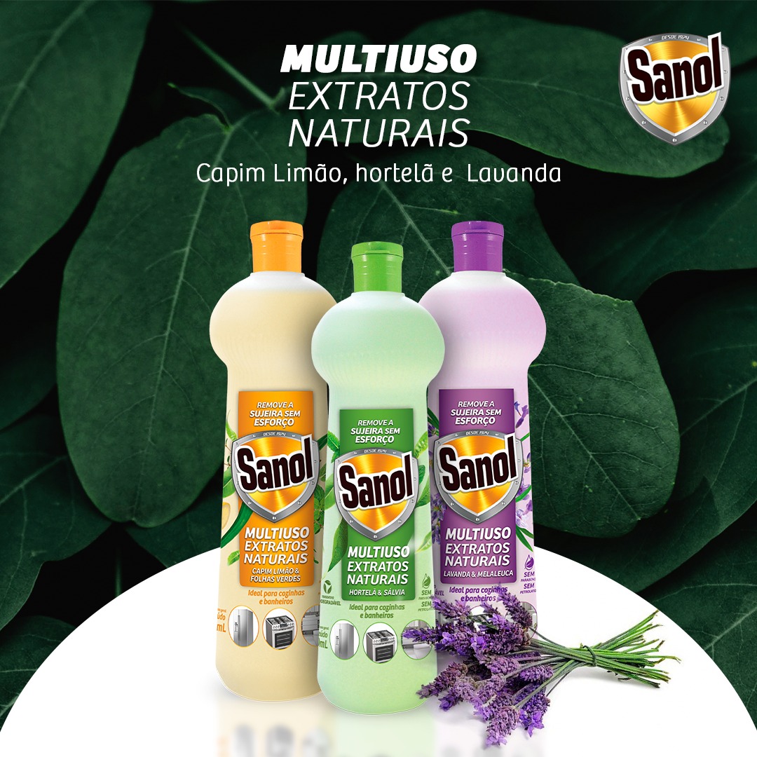 Multiuso Extratos Naturais Capim Limão & Folhas Verdes 500mL - Sanol - Foto 3