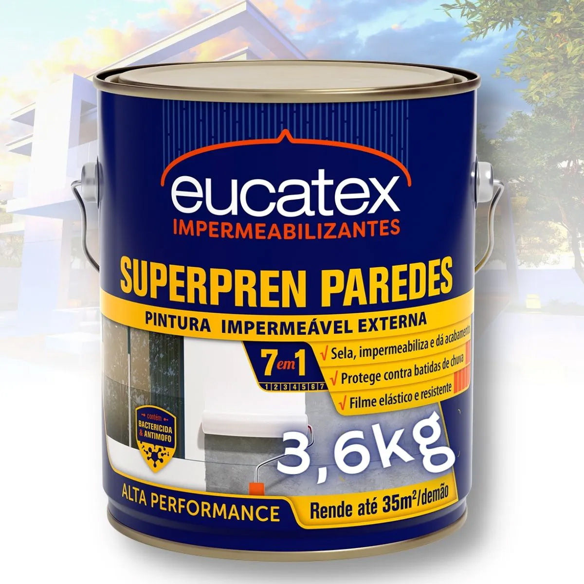 Superpren Paredes Pintura Impermeável Externa 7 em 1 Galão 3,6kg - Eucatex - Foto 0