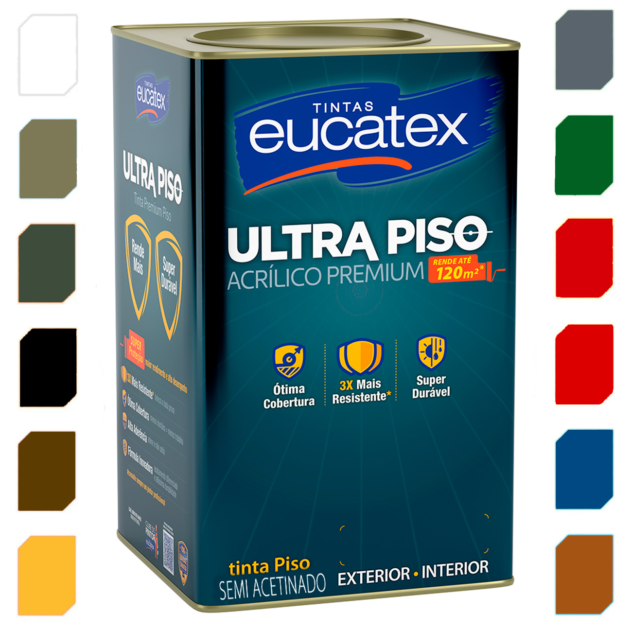 Tinta Acrílica Ultra Piso Premium Semiacetinado 18L Eucatex Diversas Cores - Ótima Cobertura, 3x Mais Resistente, Super Durável - Foto 0