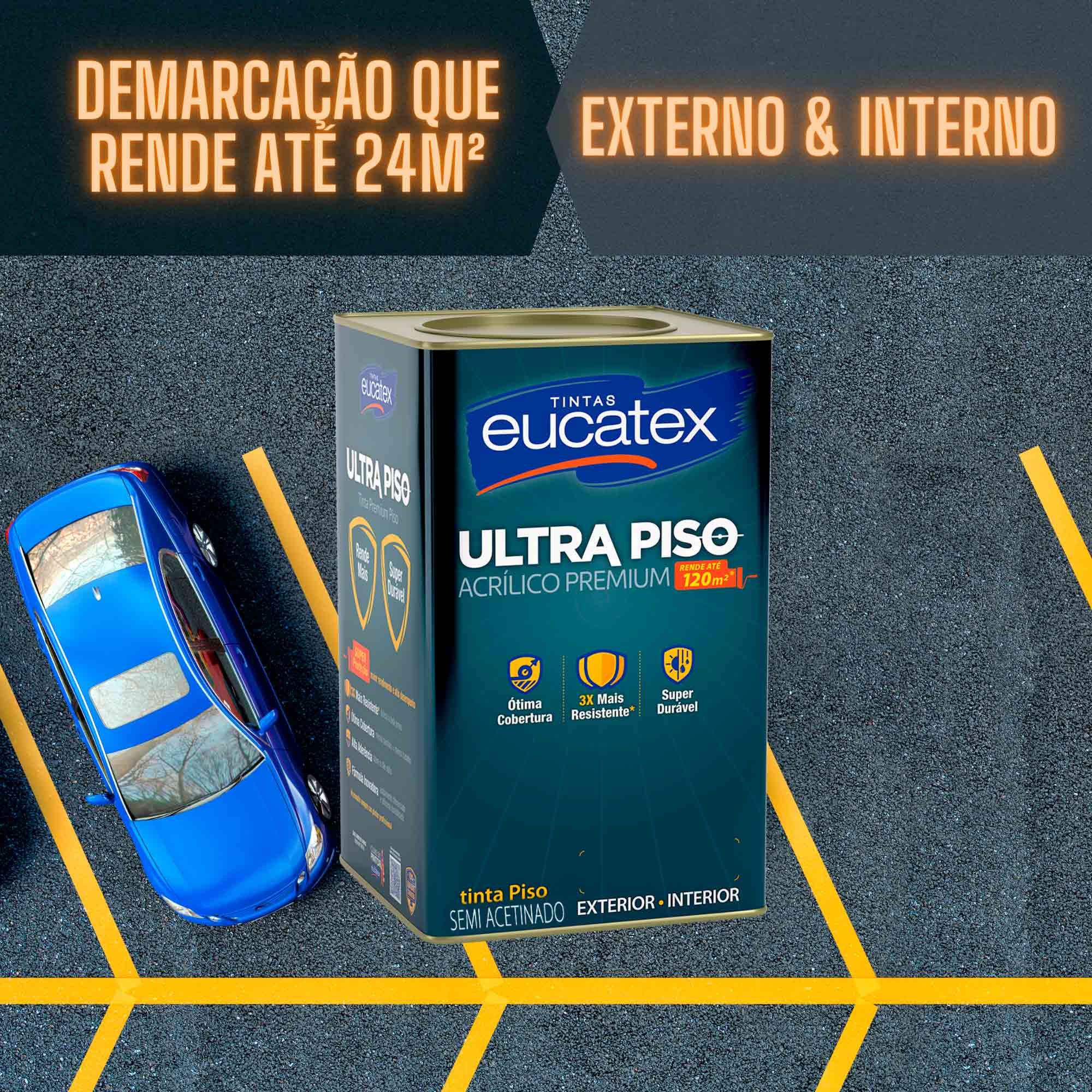 Tinta Acrílica Ultra Piso Premium Semiacetinado 18L Eucatex Diversas Cores - Ótima Cobertura, 3x Mais Resistente, Super Durável - Foto 2