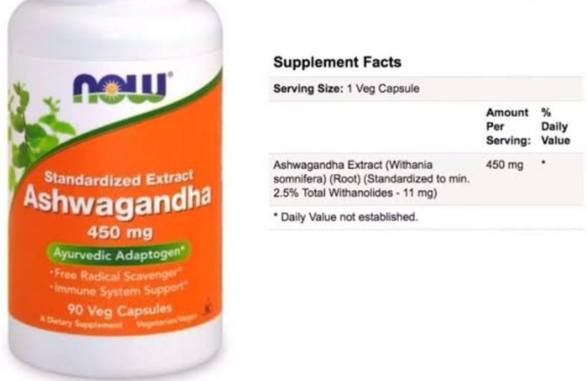 Ashwagandha  450 mg (90 CÁPSULAS) - NOW FOODS