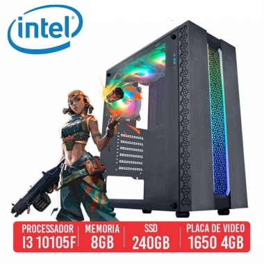 PC Gamer P92 Intel I3 10100F, 8GB, SSD 240GB, GTX 1650 4GB, 500W 80 plus