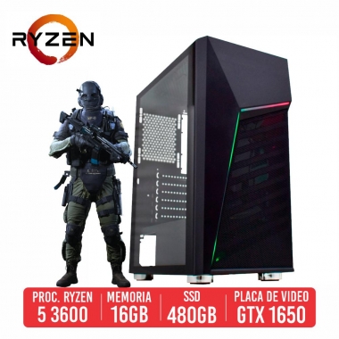 PC Gamer PARAFAL AMD Ryzen 5 3600 16GB SSD 480GB GTX 1650 4GB 500W
