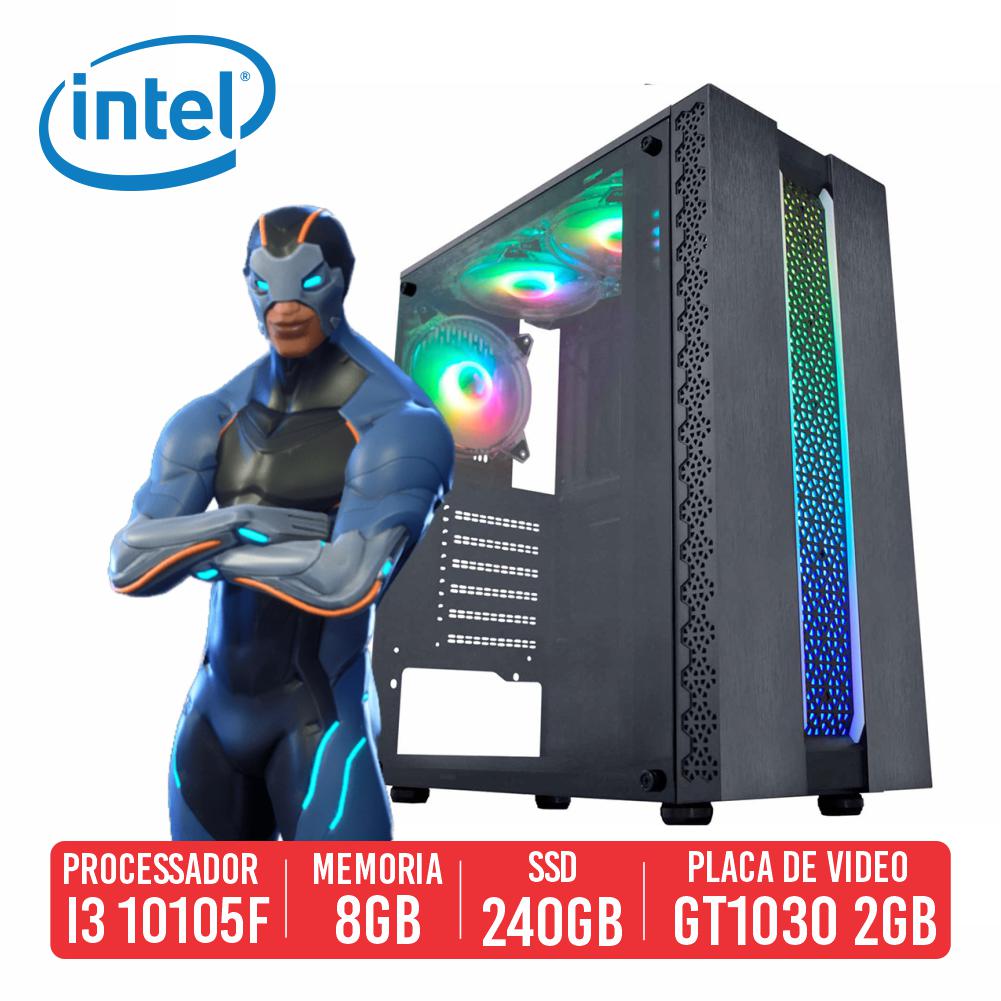 PC Gamer Bison AMD I3 10105, 8GB, SSD 240GB, GT 1030 2GB GB, 500W