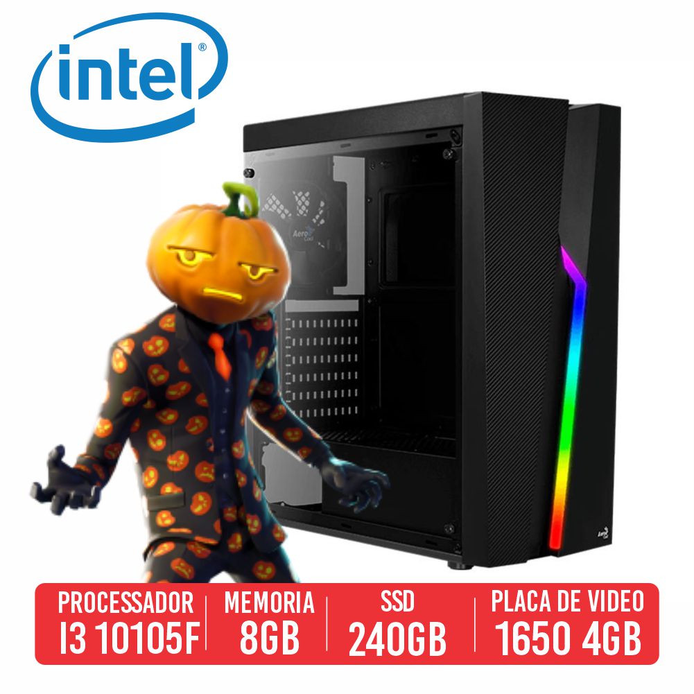 PC Gamer Mk47 Intel i3 10105F, 8GB, SSD 240GB, GTX 1650 4GB, 500W 80 Plus