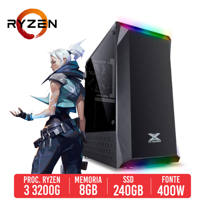 PC Gamer P1911 AMD Ryzen 3 3200G, 8GB, SSD 240GB , 400W 80 Plus