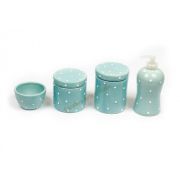 Kit Higiene Bebê em Cerâmica Azul Antigo e Poá | 4 peças