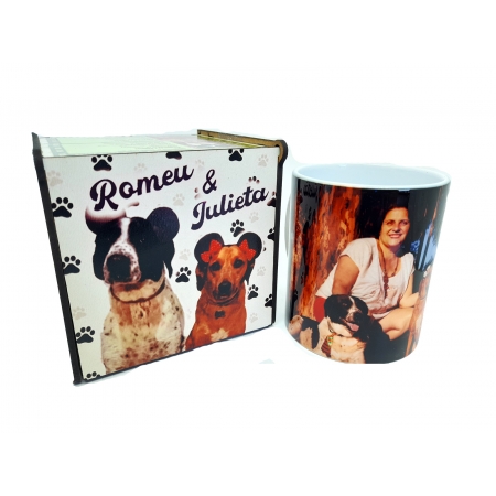 Caixa Pets mdf personalizada com fotos + Pet Caneca Personalizada - Pingo e Serena