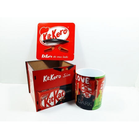 Caixa Presente de chocolates Kit Kat + Caneca Break + 3 Kit Kat