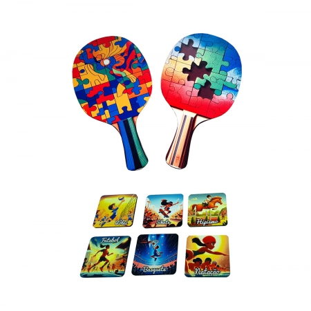 Jogo da Memória Esportes Olimpicos para Autistas 6 pares + Kit Raquete TEA
