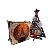 Kit Presente Arvore de Natal A4 MDF Sagrada Familia e caixa Personalizada