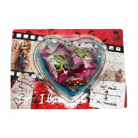Kit Presente Dia dos namorados Coração + Quebra-cabeça 60 peças pedido de casamento