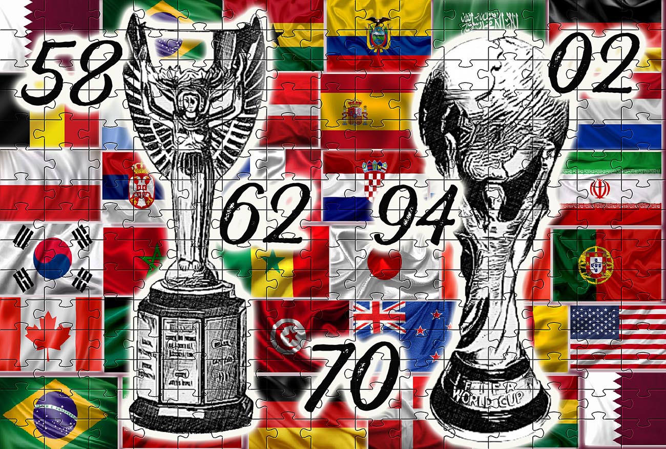 Jogo 3 Quebra-cabeças Futebol Taça da Copa do Mundo 60 peças