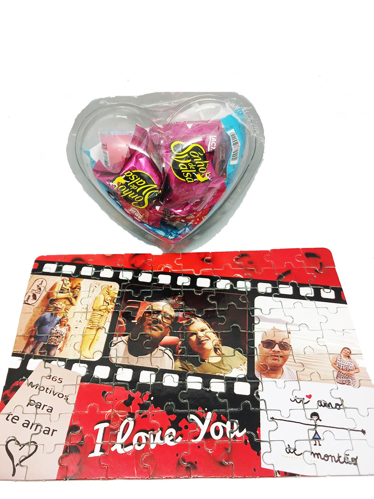 Kit Presente Dia dos namorados Coração + Quebra-cabeça 60 peças pedido de casamento