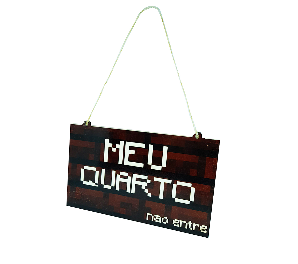 Plaquinha MDF Decorativa Carvalho Escuro MCraft Meu Quarto + Chaveiro