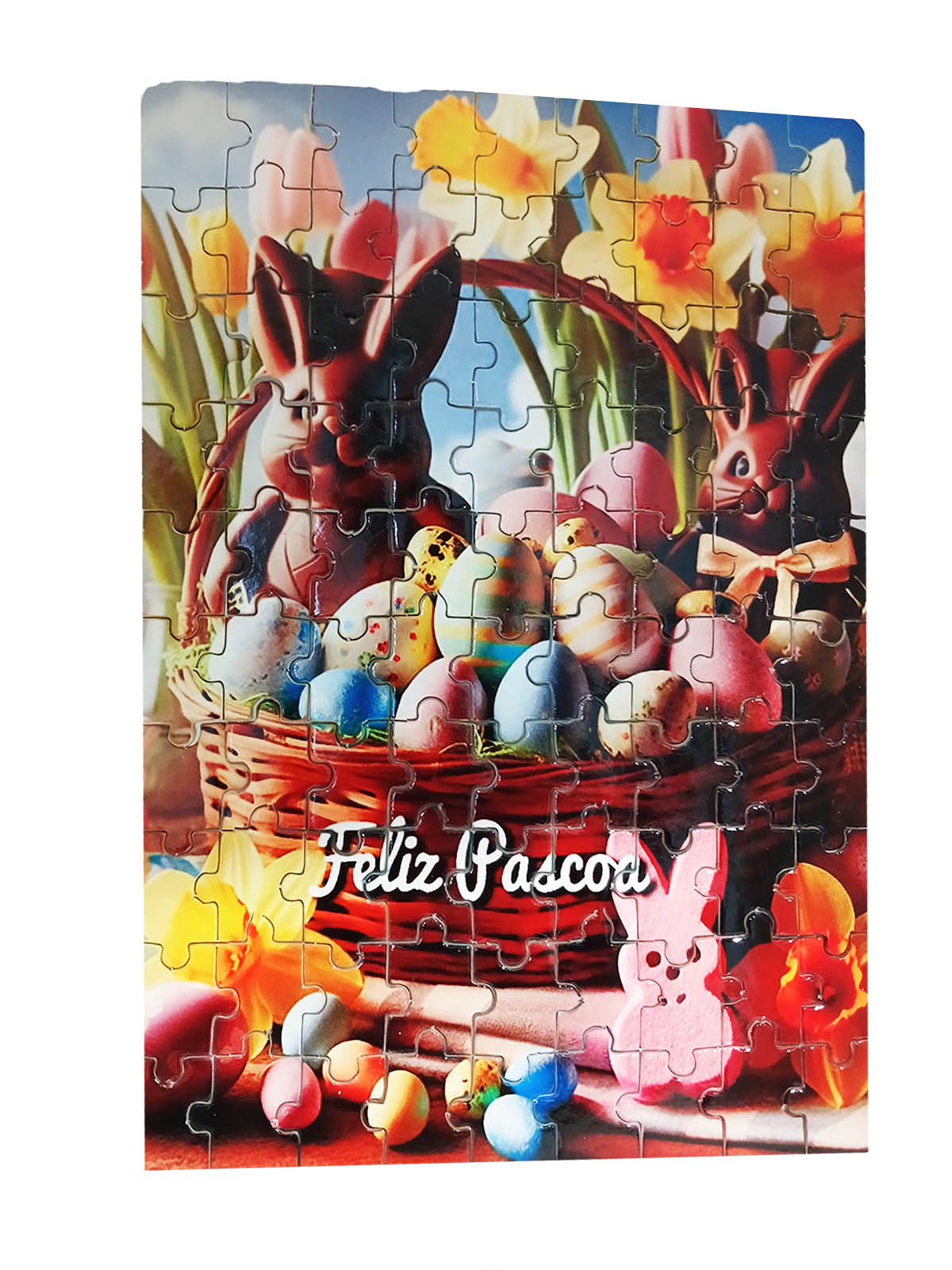Presente de Páscoa Chocolates e Guloseimas + Quebra-cabeça Feliz Páscoa de 90 peças