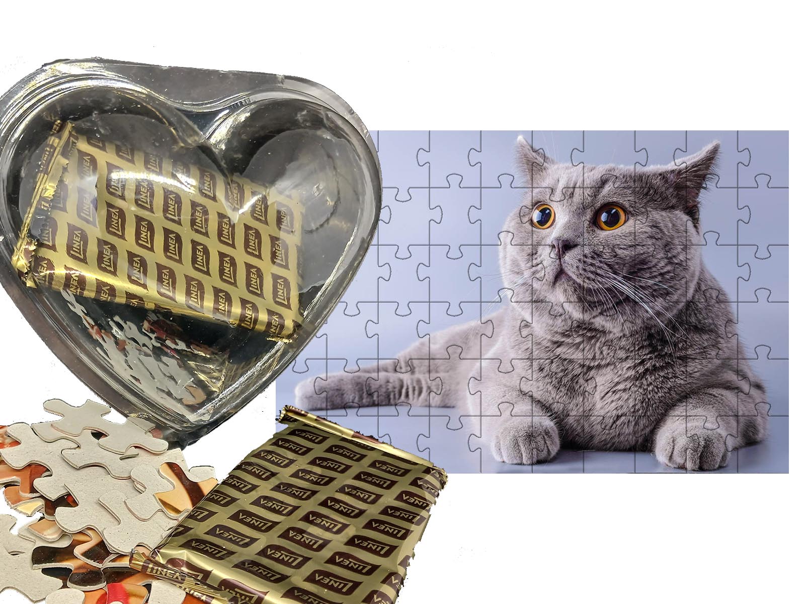 Presente de Páscoa Diet Chocolate para Idosos + 1 Quebra-cabeça Gato de 60 peças