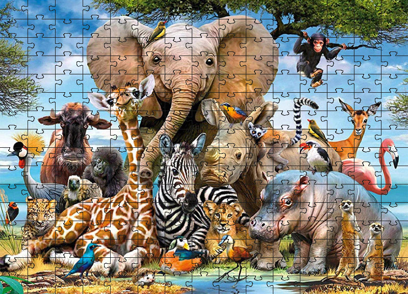 Quebra-cabeça Puzzle Infantil Jovens Bichos de 120 peças