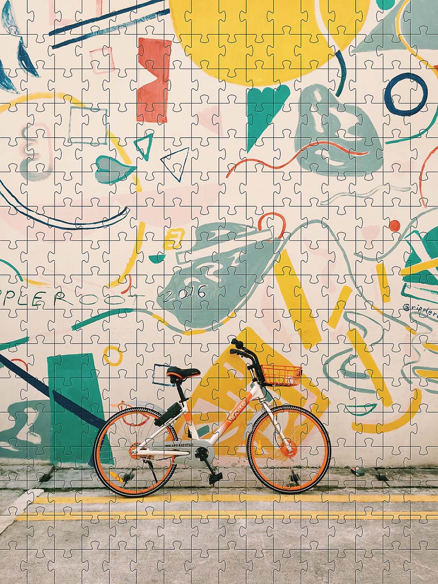 Quebra-Cabeça Puzzle Minha Bike 165 peças - Coleção Art Bike  + Toalha