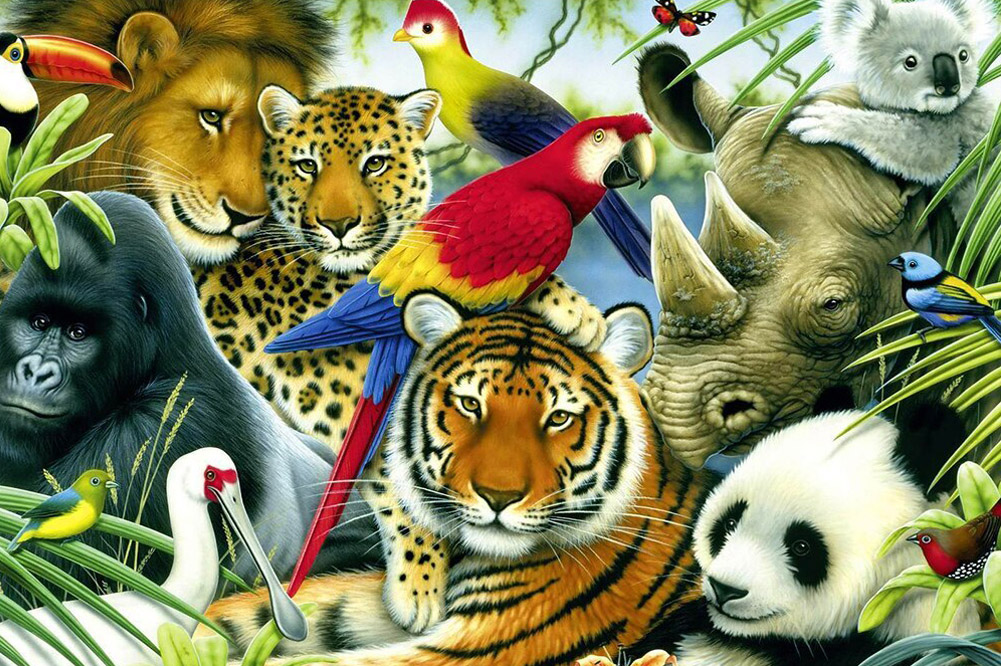Quebra-cabeça Puzzle Pintura Animais Selvagens de 300 peças