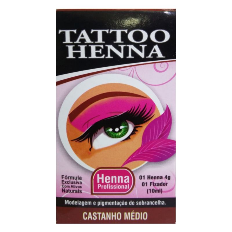 Henna para Sobrancelha Tattoo Henna Castanho Médio