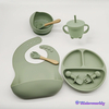 Conjunto de alimentação bebê - silicone - 8 peças - army green