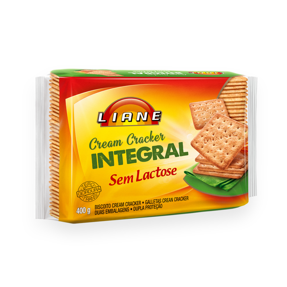 Biscoito Cream Cracker Integral Sem Lactose 400g Liane
