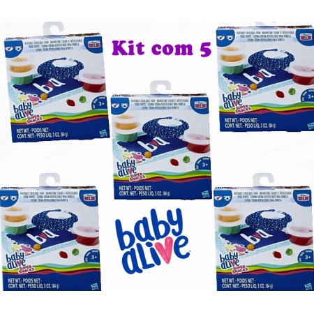 Kit Refil com 5 comidinha Baby Alive C2727 Hasbro
