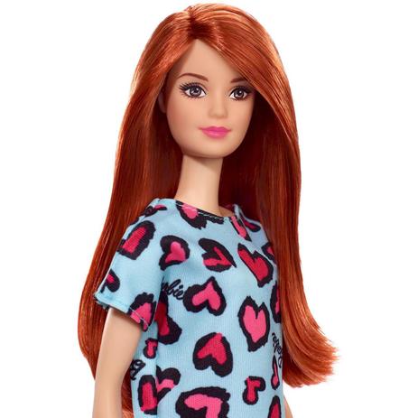 Barbie Fashion Ruiva Vestido Azul Mattel